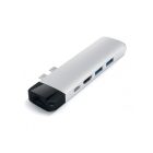Satechi Aluminium Type-C PRO Hub (HDMI 4K,PassThroughCharging,1x USB3.0,1xSD,Ethernet) - Silver