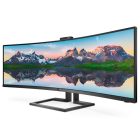 PHILIPS Ívelt monitor 48.8" 499P9H, 5120x1440, 32:9, 450cd/m2, 5ms, USB-C(+dokkoló)/3xUS/LAN/DP/2xHDMI, hangszóró/webkam