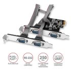 AXAGON PCEA-S4N PCIE VEZÉRLŐ 4X SOROS (PCIe vezérlő négy soros porttal 250 kbps, ASIX AX99100, Normál & alacsony profil)