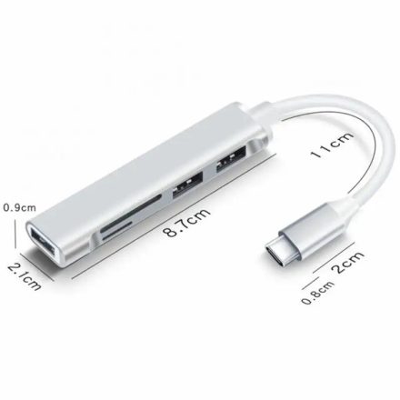 BLACKBIRD USB 3.0 BYL-2507 Type-c multiport hub 5in1 3xUSB3.0, SD, TF, ezüst