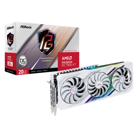 ASROCK Videokártya PCI-Ex16x AMD RX 7900 XT PHANTOM GAMING WHITE 20GB DDR6 OC