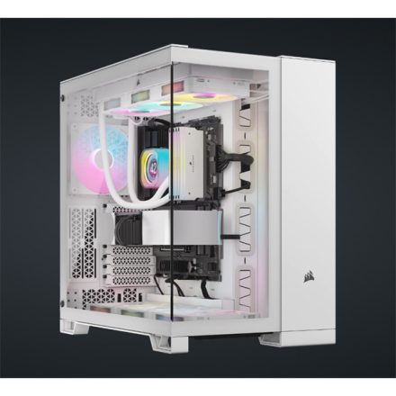 CORSAIR Ház ATX 6500X Dual Chamber, Tápegység nélkül, Edzett Üveg, fehér