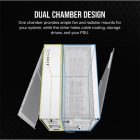 CORSAIR Ház ATX 6500X Dual Chamber, Tápegység nélkül, Edzett Üveg, fehér