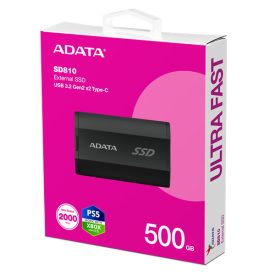 ADATA SSD Külső USB 3.2 500GB SD810, Type-C, Fekete