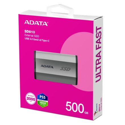ADATA SSD Külső USB 3.2 500GB SD810, Type-C, Szürke
