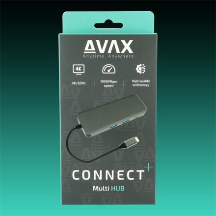 AVAX USB HUB USB-C 8in1 2xUSB3.0, USB-C, HDMI, RJ45, TF/SD, 100W