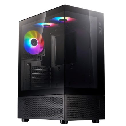 ADATA XPG Ház Midi ATX Invader X Mini, 5x120mm RGB ventilátor, Tápegység nélkül, üvegfalú, fekete