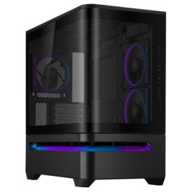   ASUS Ház Prime AP202, Tápegység nélkül, Fekete, Üvegfalú
